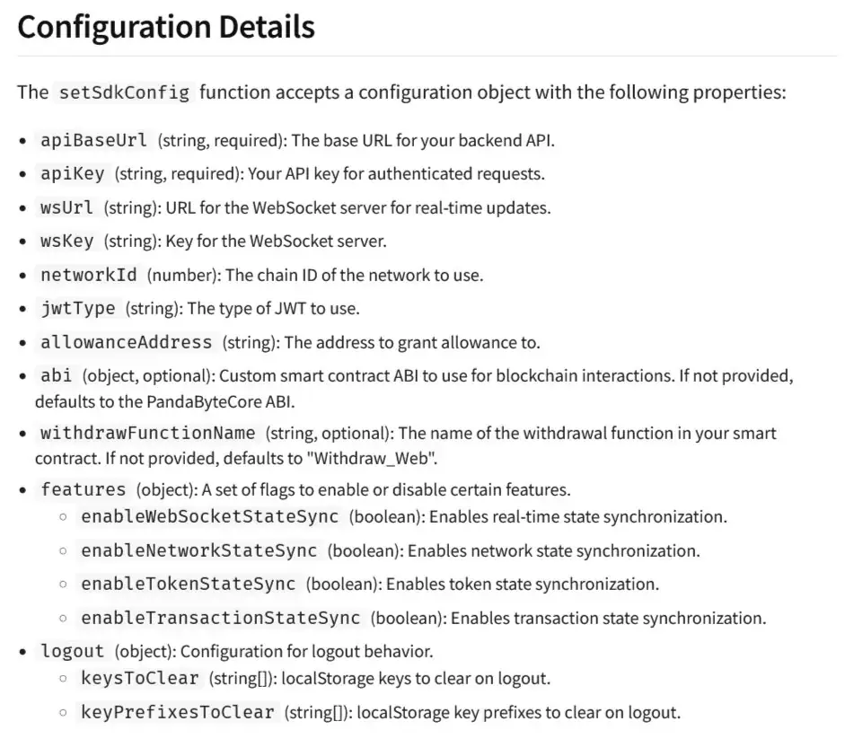 Crypto Wallet SDK configuration