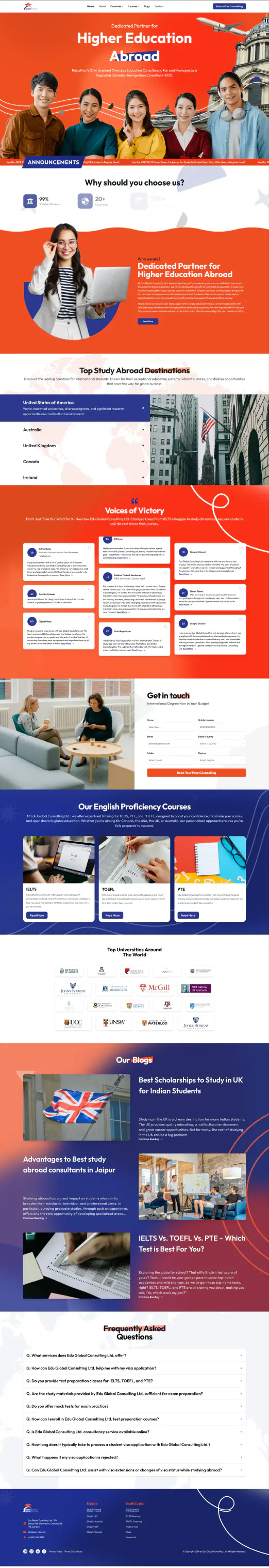 EduVisa - Home page with mouse-reactive background